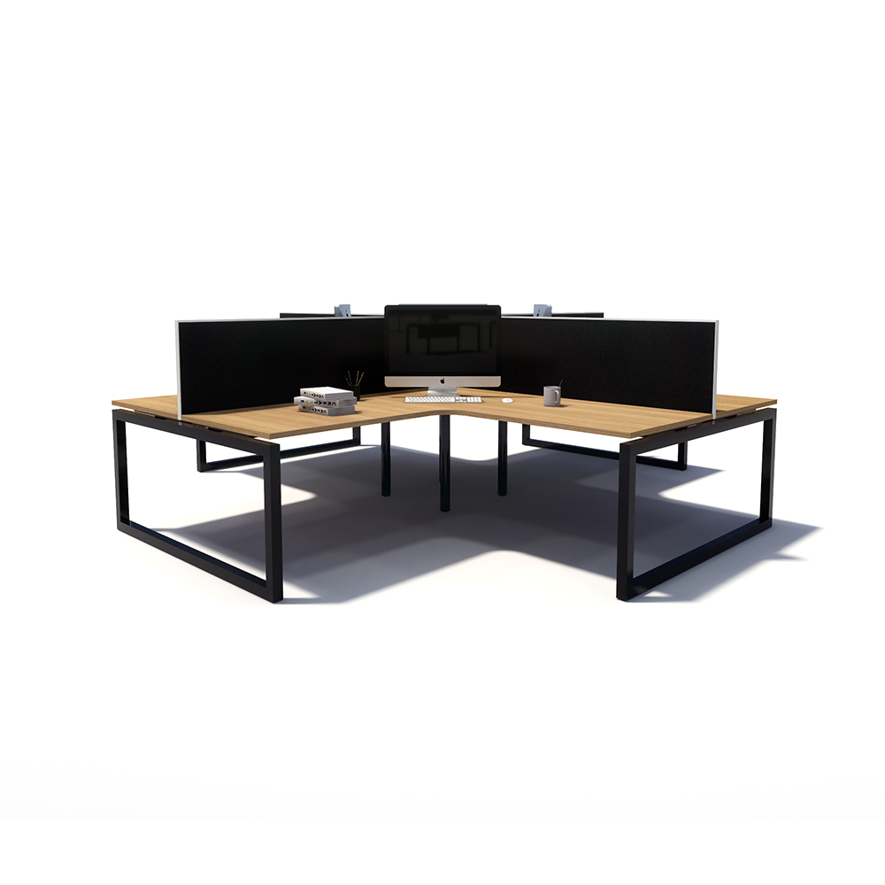 Gen O 4-way 4 Person Black Frame Workstation