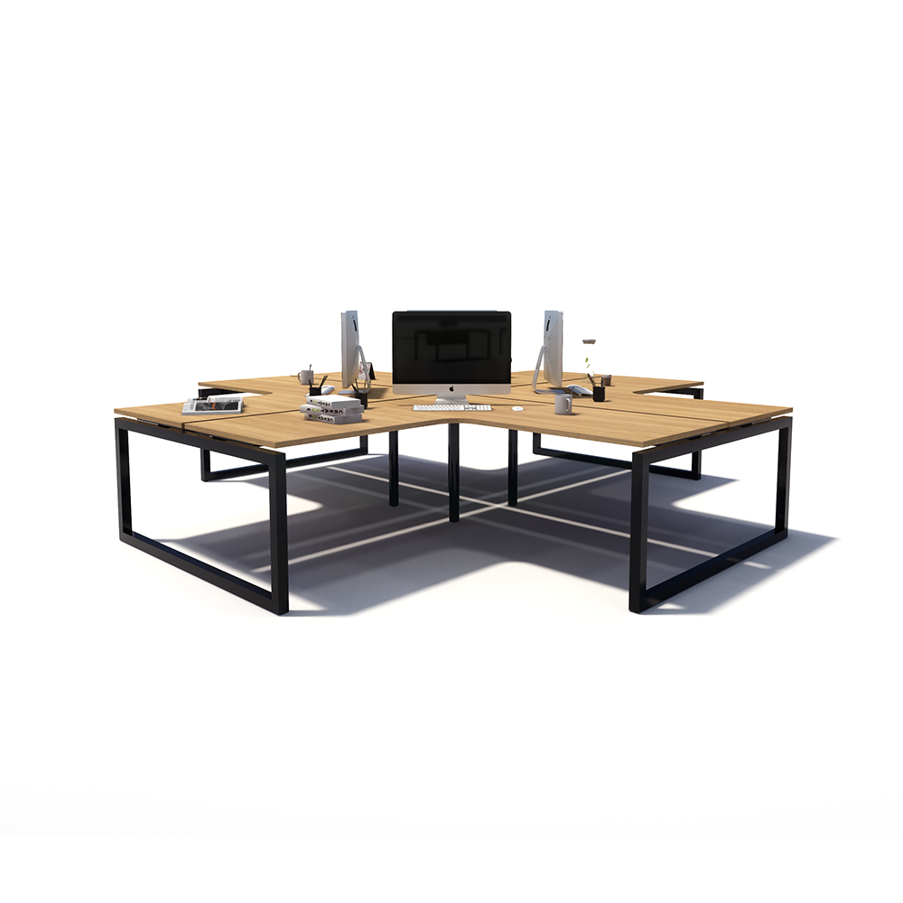 Gen O 4-way 4 Person Black Frame Workstation