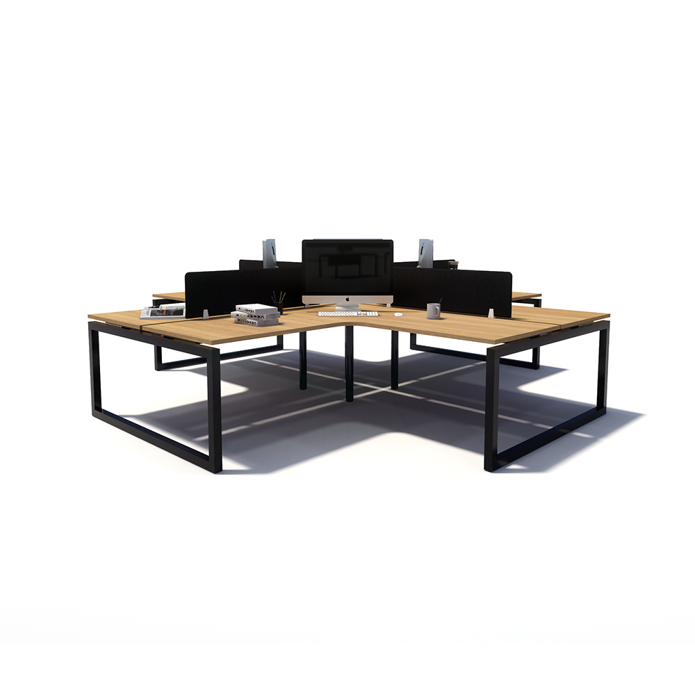 Gen O 4-way 4 Person Black Frame Workstation