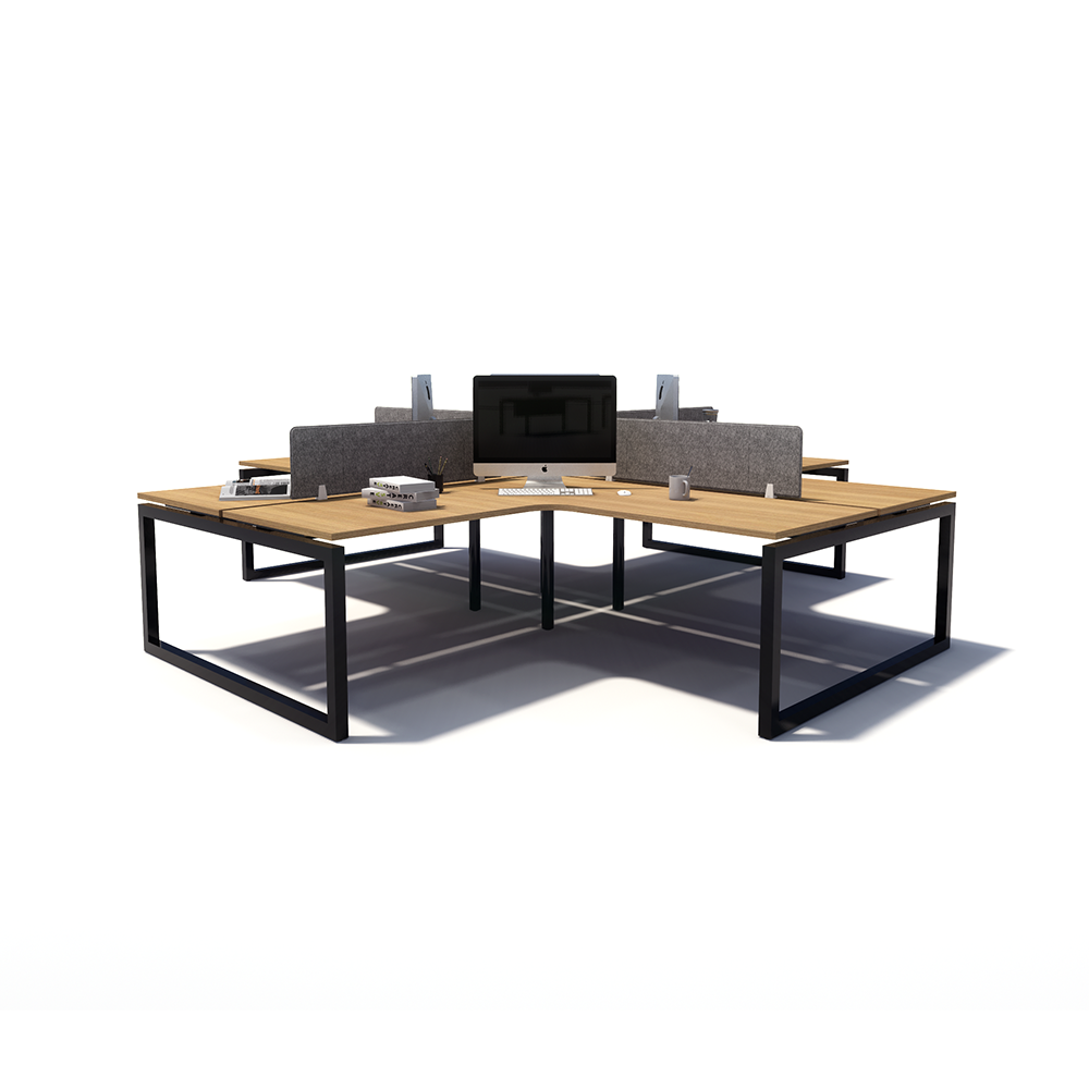 Gen O 4-way 4 Person Black Frame Workstation