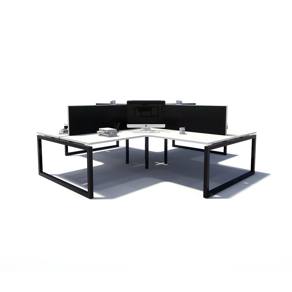 Gen O 4-way 4 Person Black Frame Workstation