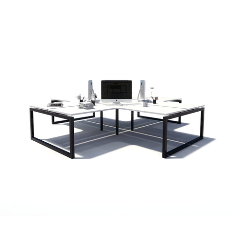 Gen O 4-way 4 Person Black Frame Workstation