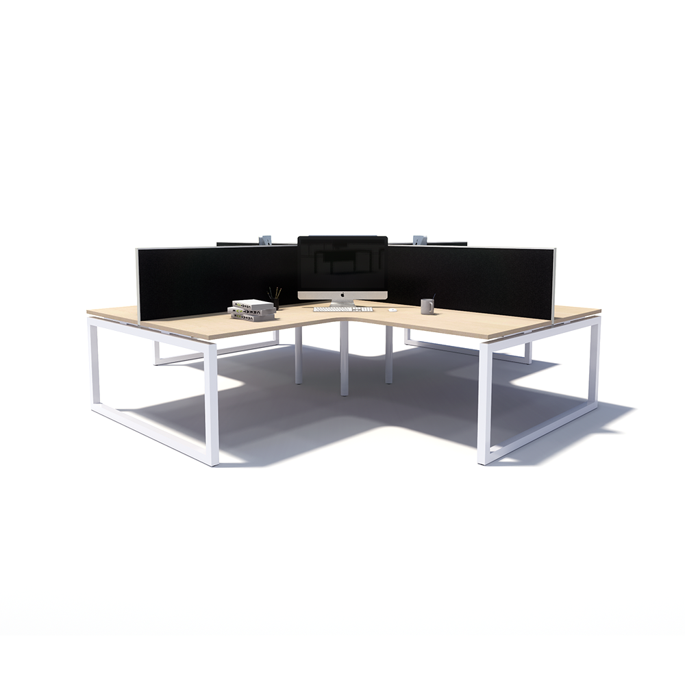 Gen O 4-way 4 Person White Frame Workstation