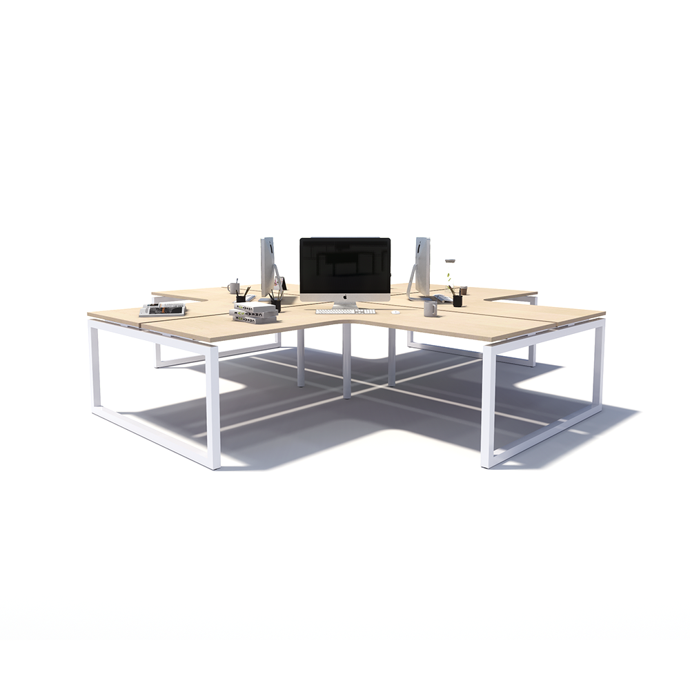 Gen O 4-way 4 Person White Frame Workstation