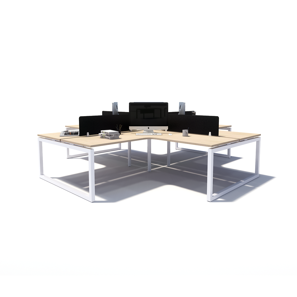 Gen O 4-way 4 Person White Frame Workstation