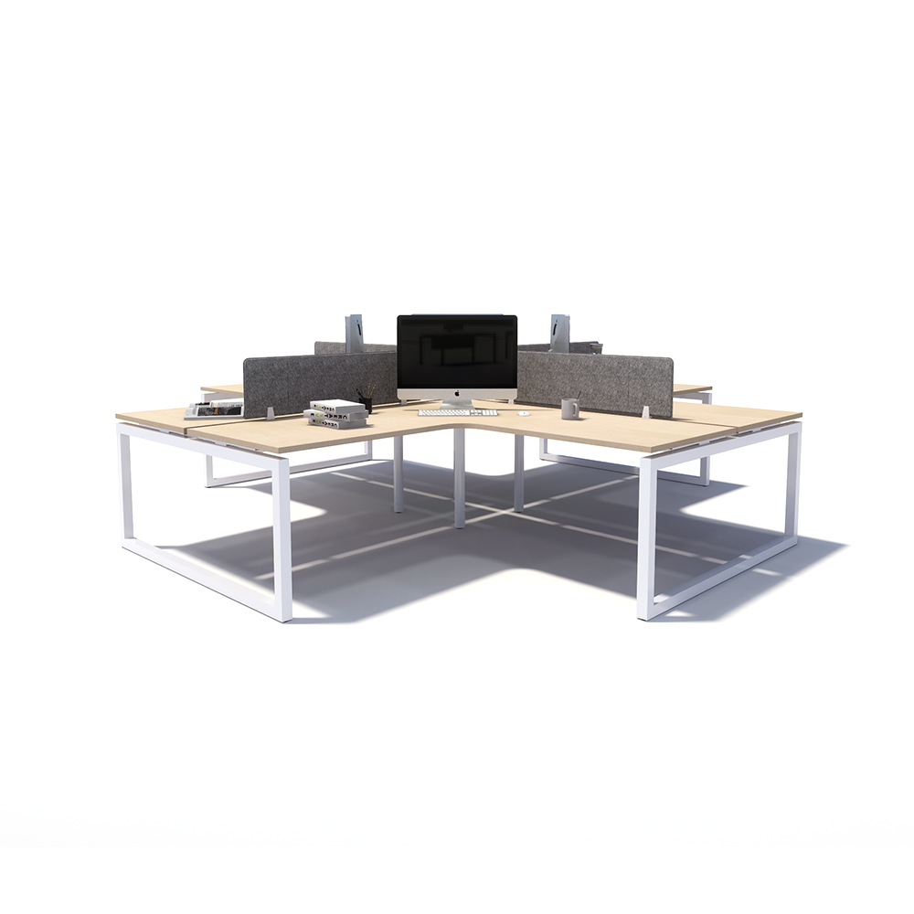 Gen O 4-way 4 Person White Frame Workstation