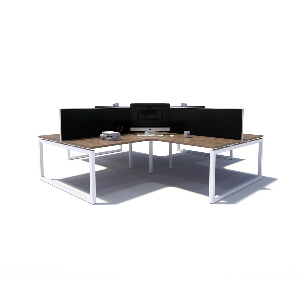 Gen O 4-way 4 Person White Frame Workstation