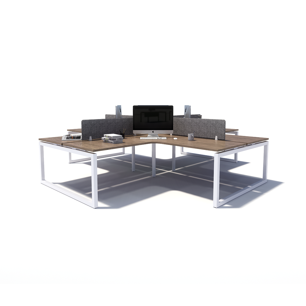 Gen O 4-way 4 Person White Frame Workstation