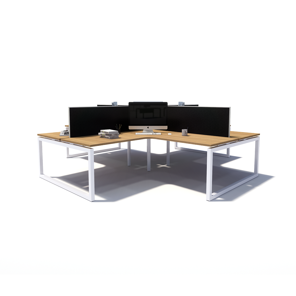 Gen O 4-way 4 Person White Frame Workstation