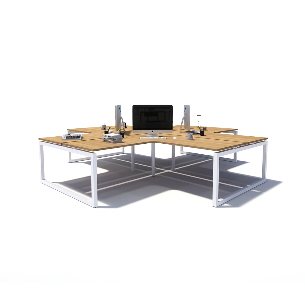 Gen O 4-way 4 Person White Frame Workstation