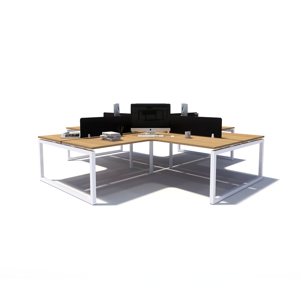 Gen O 4-way 4 Person White Frame Workstation