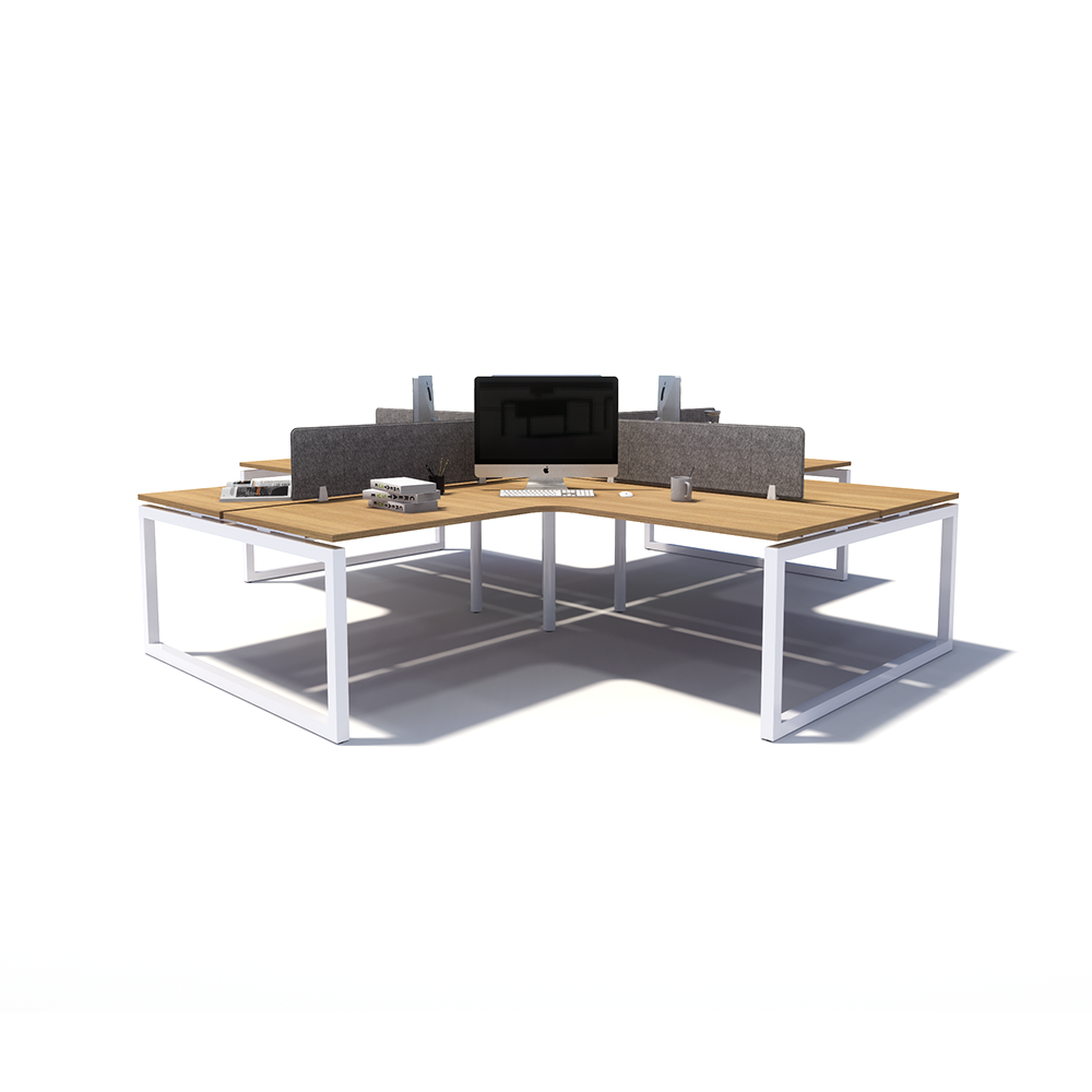 Gen O 4-way 4 Person White Frame Workstation