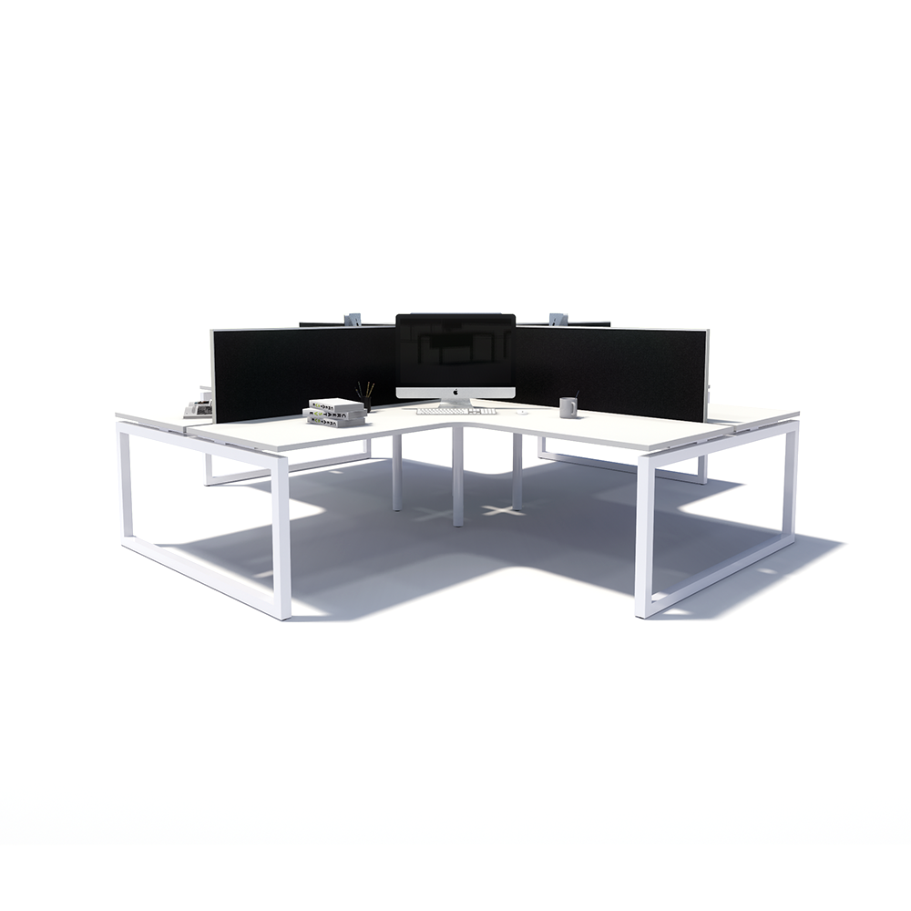 Gen O 4-way 4 Person White Frame Workstation