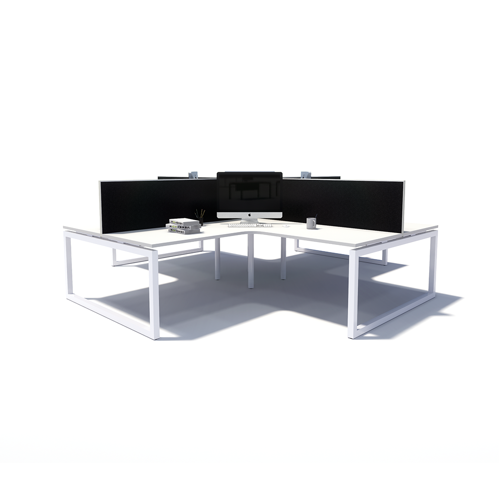 Gen O 4-way 4 Person White Frame Workstation