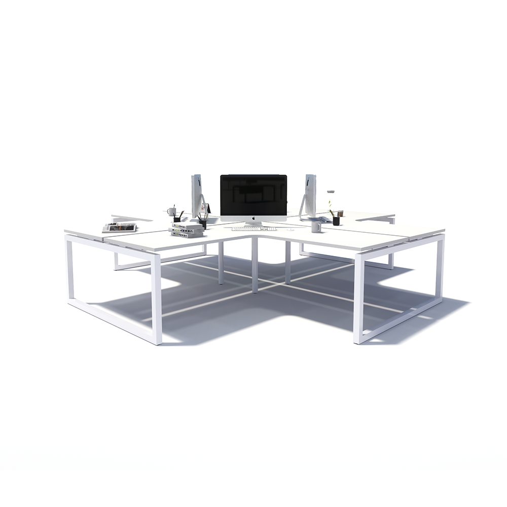 Gen O 4-way 4 Person White Frame Workstation