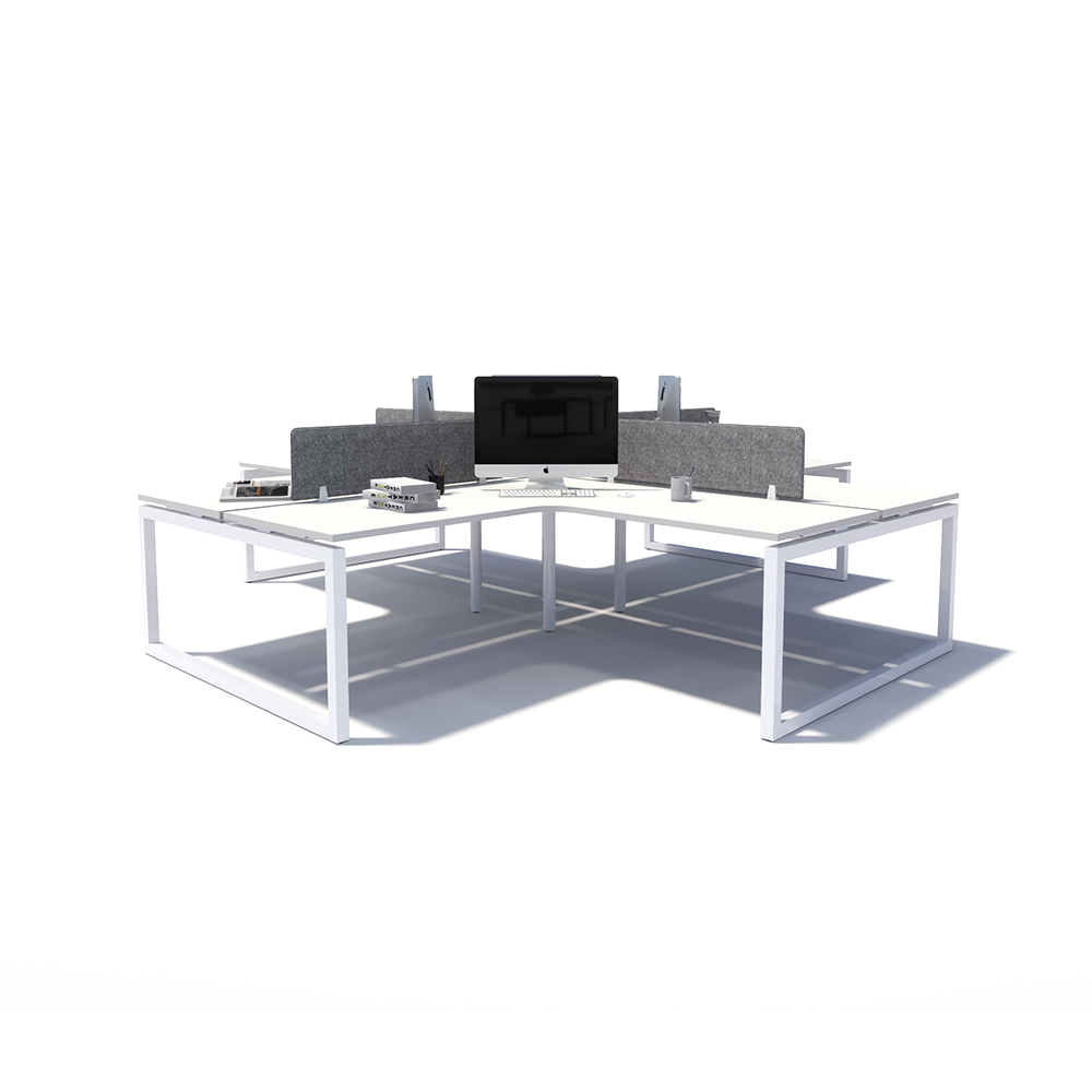 Gen O 4-way 4 Person White Frame Workstation