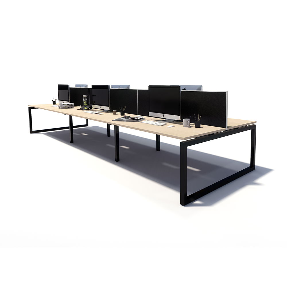 Gen O 6 Person Back to Back Black Frame Workstation