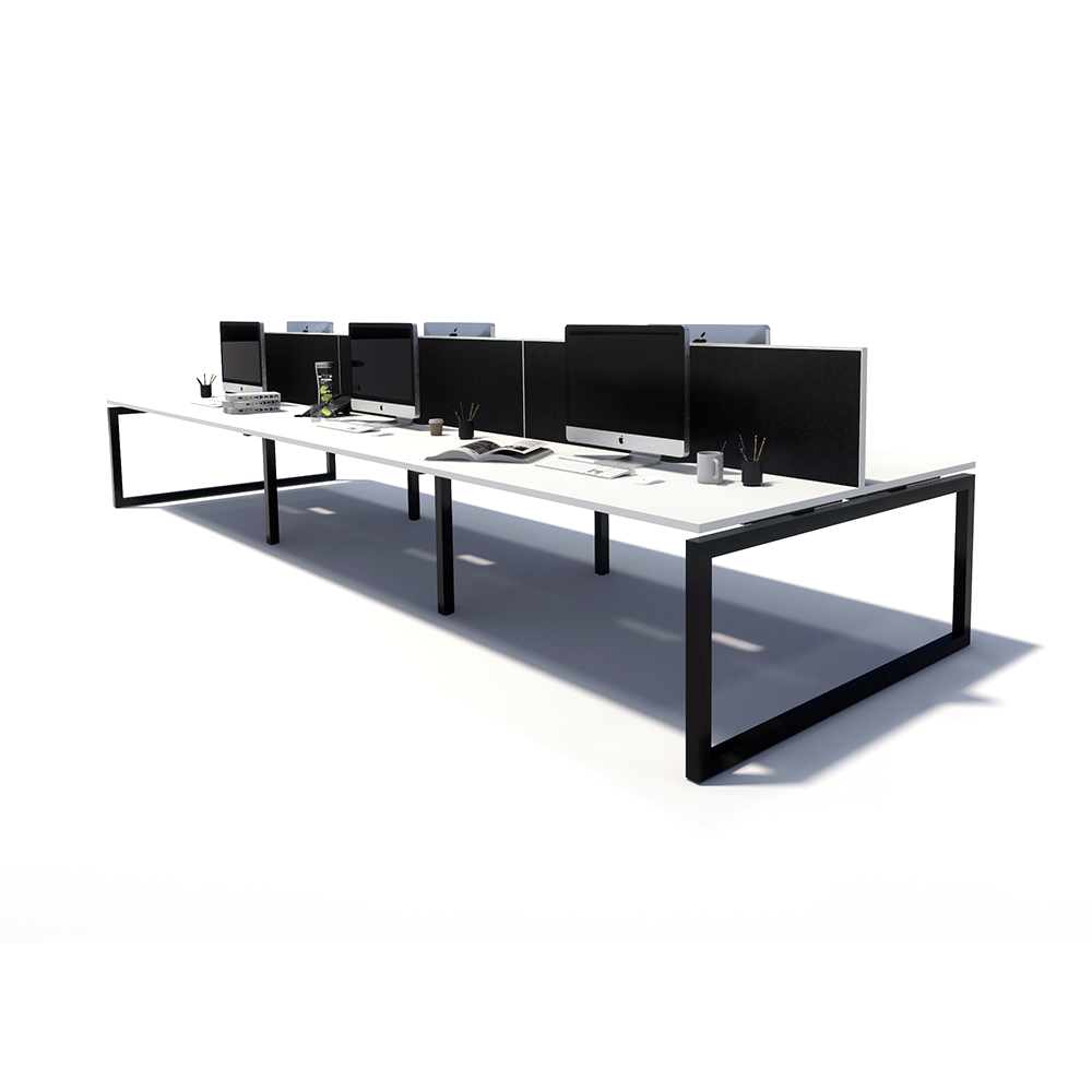 Gen O 6 Person Back to Back Black Frame Workstation