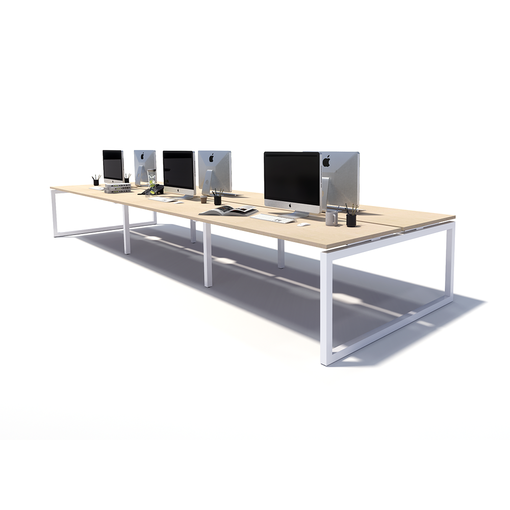 Gen O 6 Person Back to Back White Frame Workstation