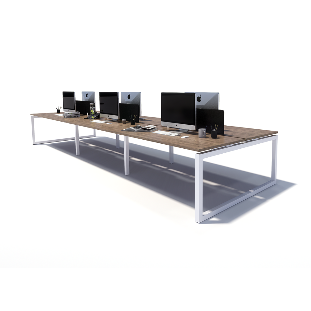 Gen O 6 Person Back to Back White Frame Workstation