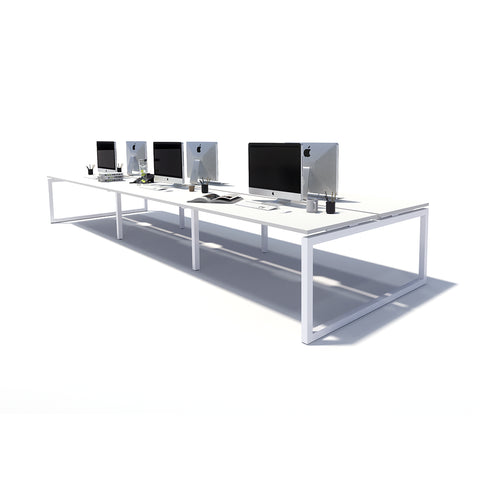 Gen O 6 Person Back to Back White Frame Workstation