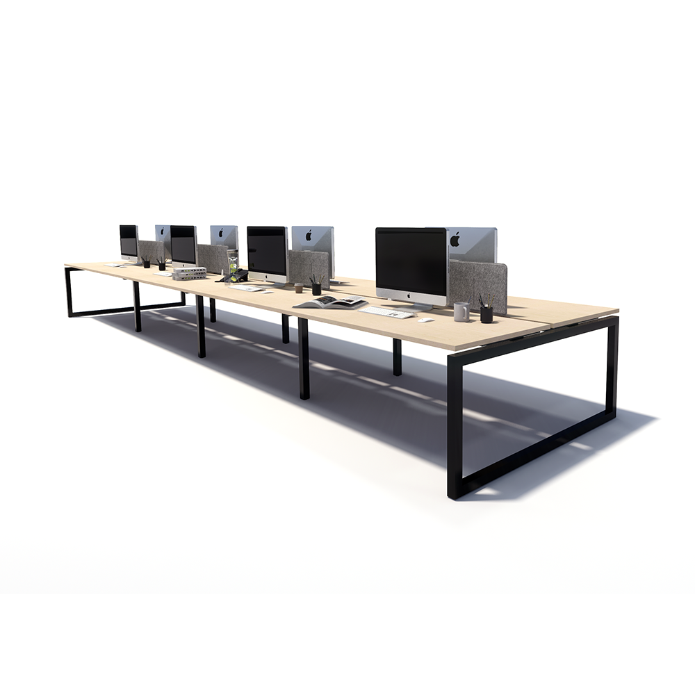 Gen O 8 Person Back to Back Black Frame Workstation
