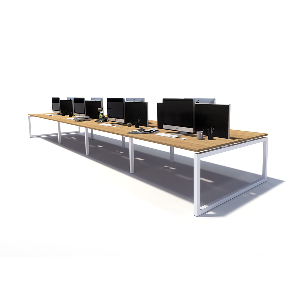 Gen O 8 Person Back to Back White Frame Workstation