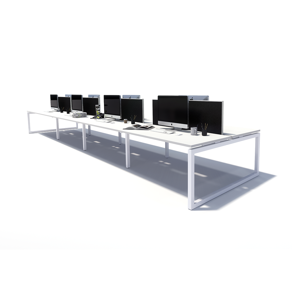 Gen O 8 Person Back to Back White Frame Workstation