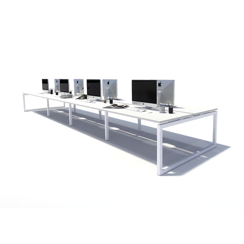 Gen O 8 Person Back to Back White Frame Workstation