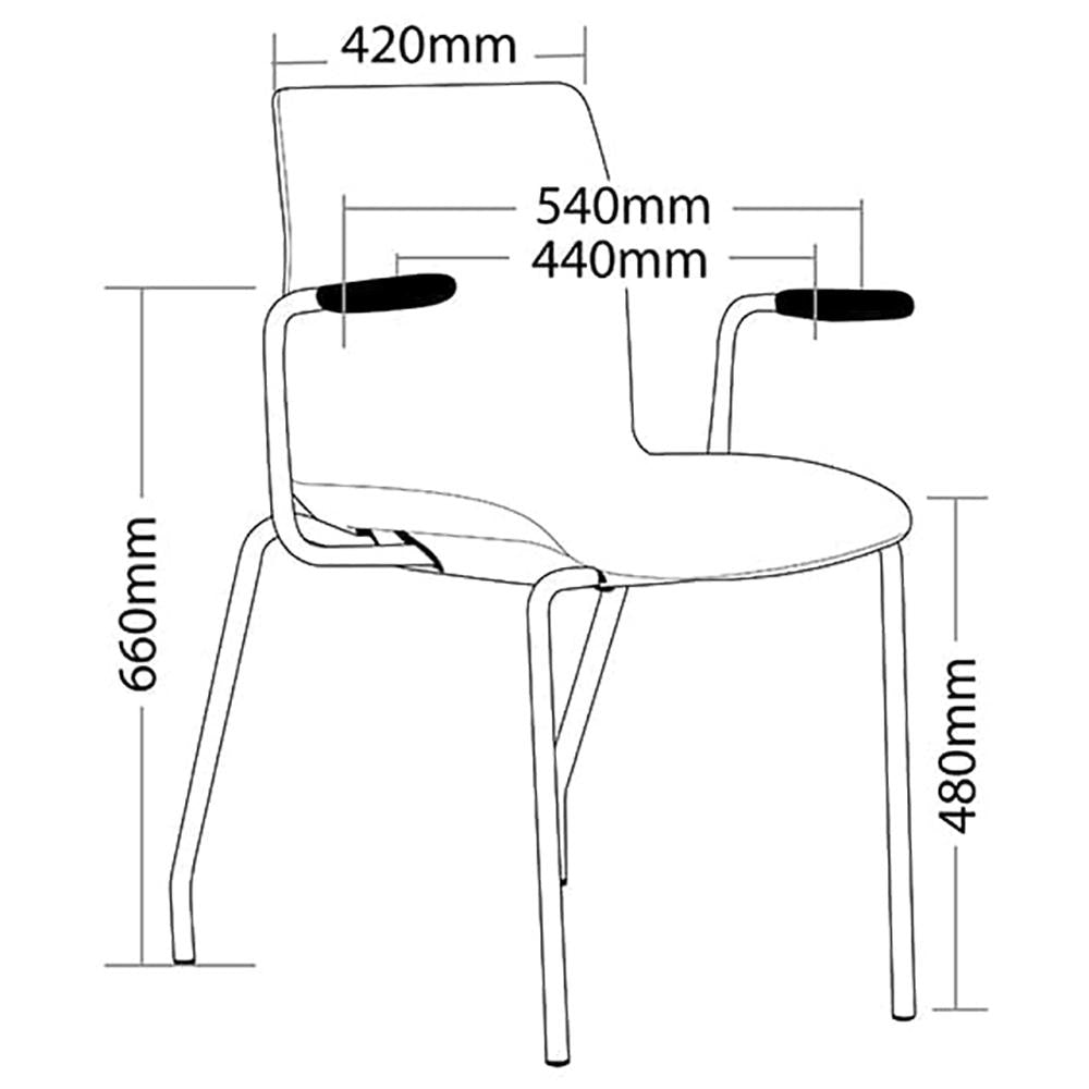 Pod 4 Leg White Shell Upholster Visitor Chair with Arms