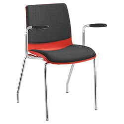 Pod 4 Leg Red Shell Upholster Visitor Chair with Arms