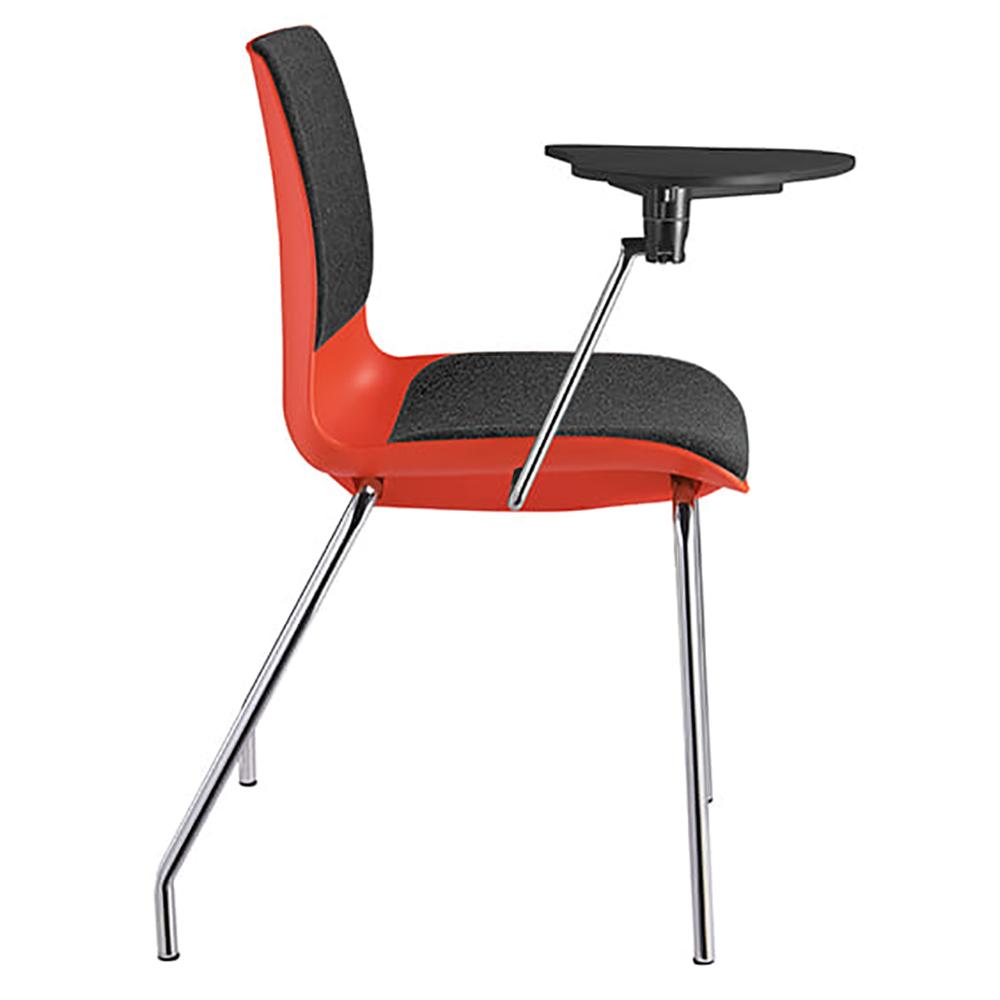 Pod 4 Leg Red Shell Upholster Training Chair with Tablet Arms