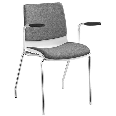 Pod 4 Leg White Shell Upholster Visitor Chair with Arms