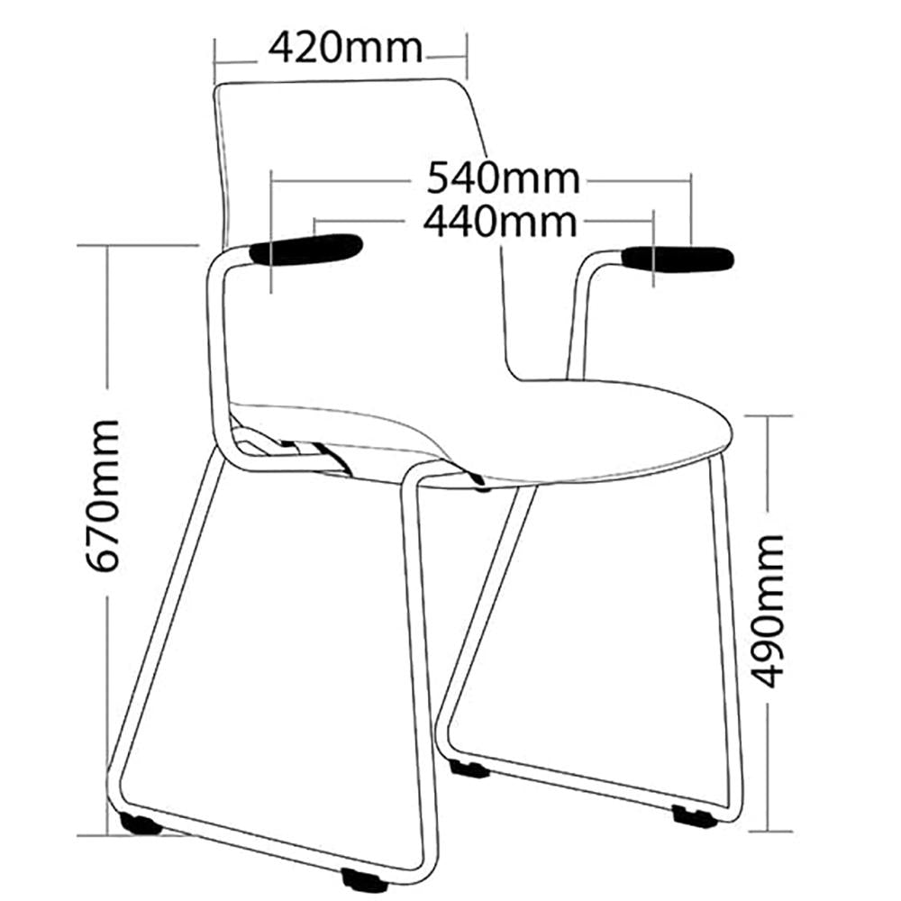 Pod Sled Red Shell Upholster Visitor Chair with Arms