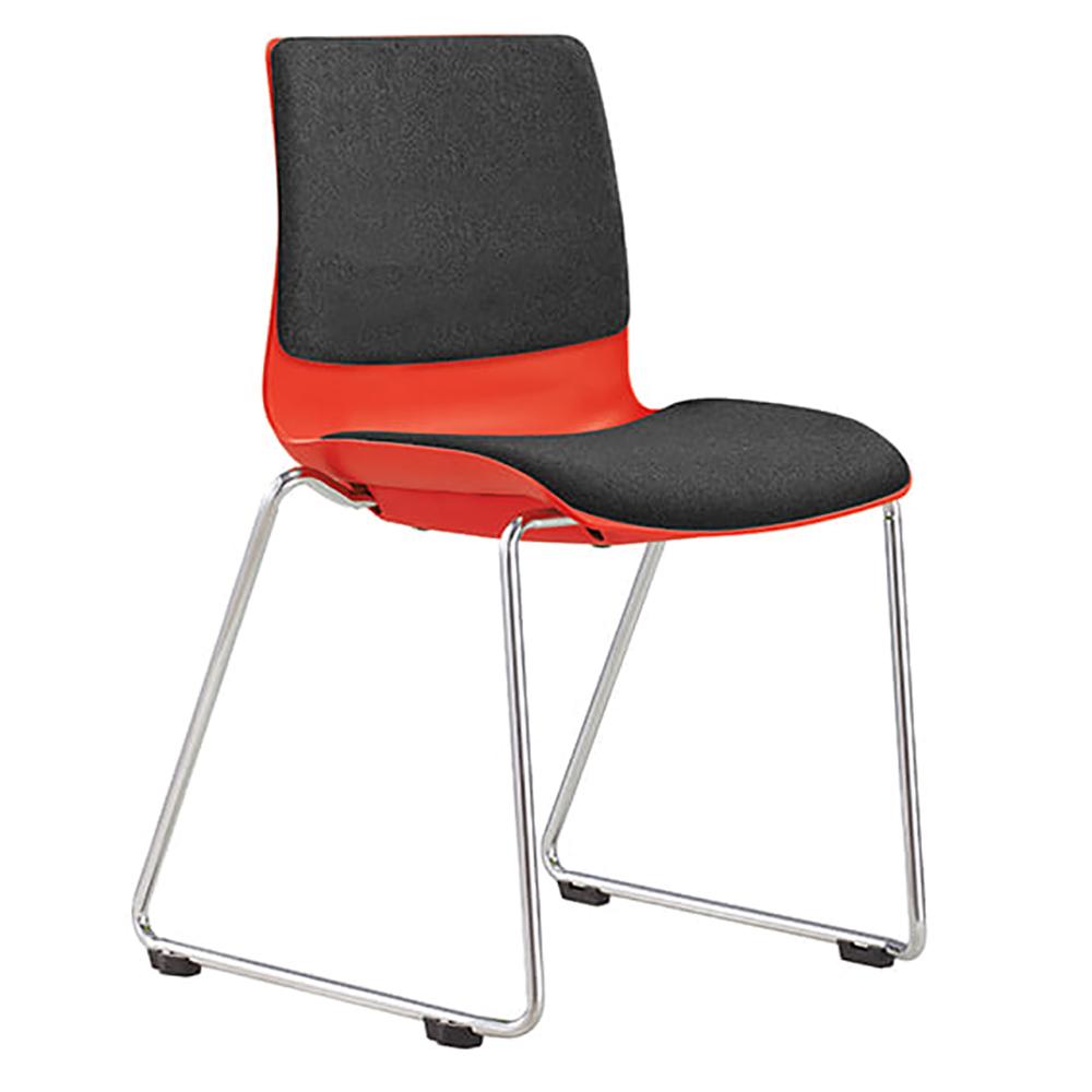 Pod Sled Red Shell Upholster Visitor Chair