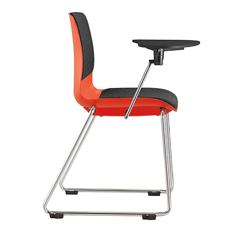 Pod Sled Red Shell Upholster Chair With Tablet Arm
