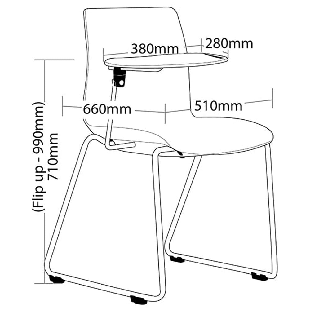 Pod Sled Red Shell Upholster Chair With Tablet Arm