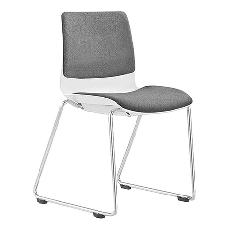 Pod Sled White Shell Upholster Visitor Chair