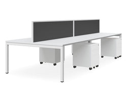 Plaza Linear 4 Person Workstation with Tek 30 Screen