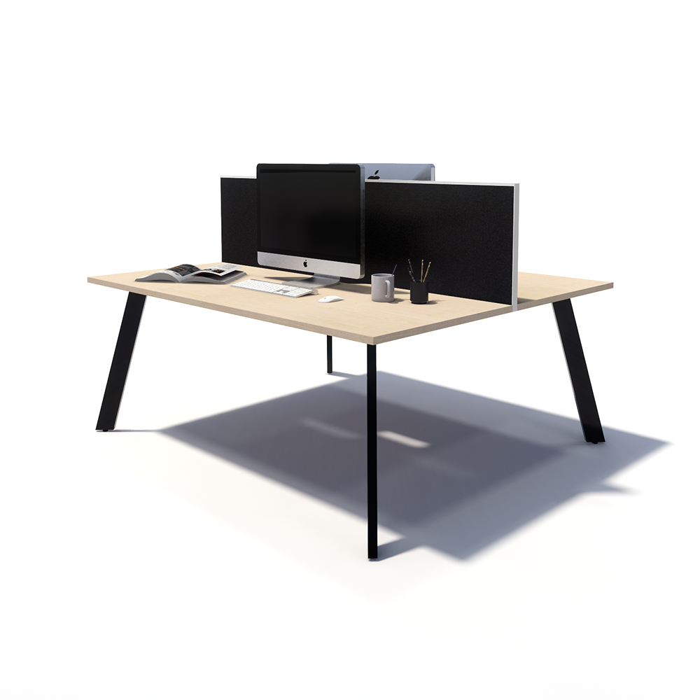 Gen X 2 Person Back to Back Black Frame Workstation