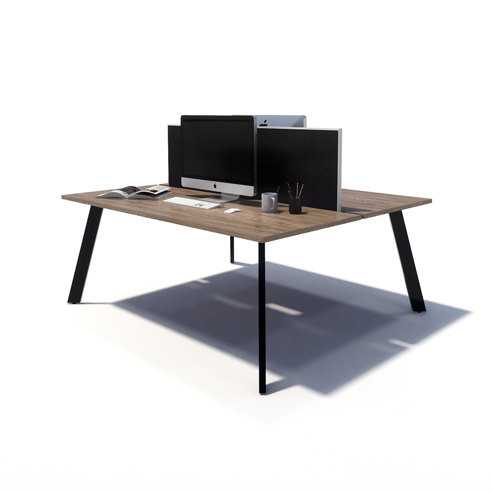 Gen X 2 Person Back to Back Black Frame Workstation