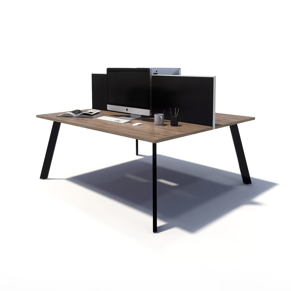 Gen X 2 Person Back to Back Black Frame Workstation