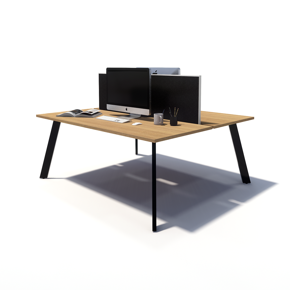 Gen X 2 Person Back to Back Black Frame Workstation