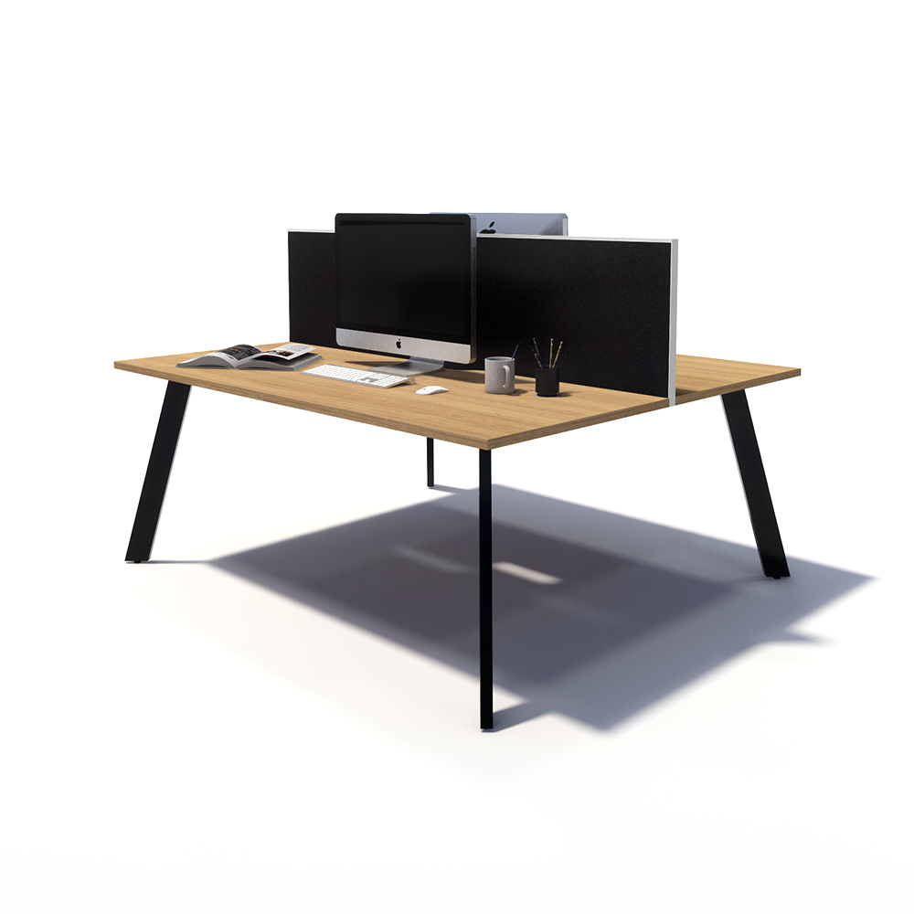 Gen X 2 Person Back to Back Black Frame Workstation