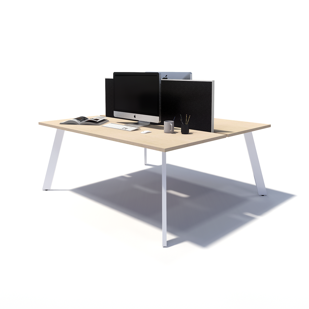 Gen X 2 Person Back to Back White Frame Workstation