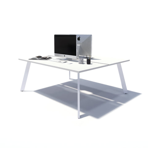 Gen X 2 Person Back to Back White Frame Workstation