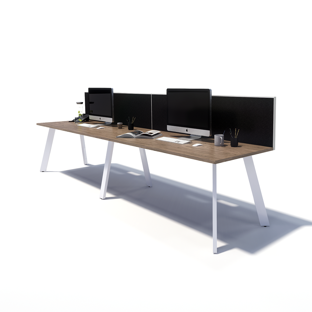 Gen X 2 Person Side by Side White Frame Workstation