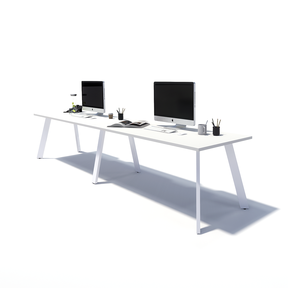 Gen X 2 Person Side by Side White Frame Workstation