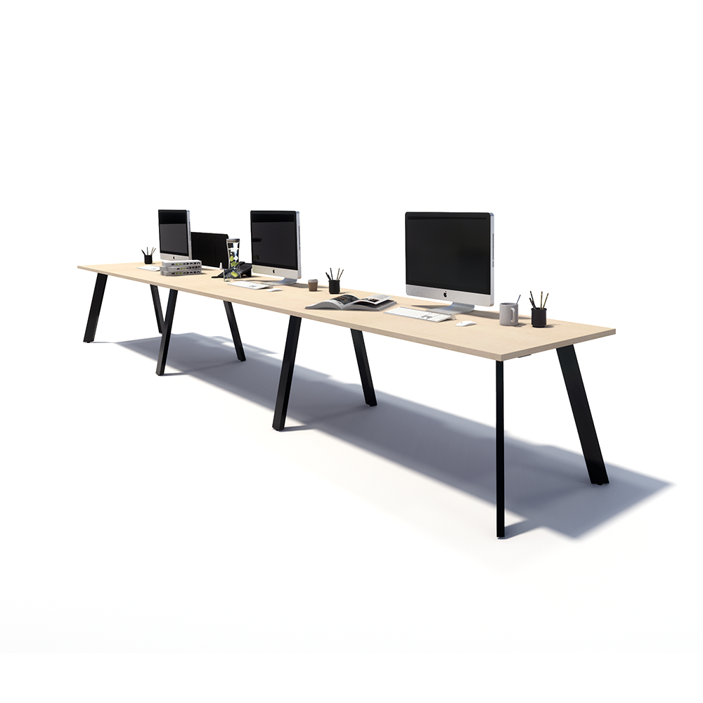 Gen X 3 Person Side by Side Black Frame Workstation