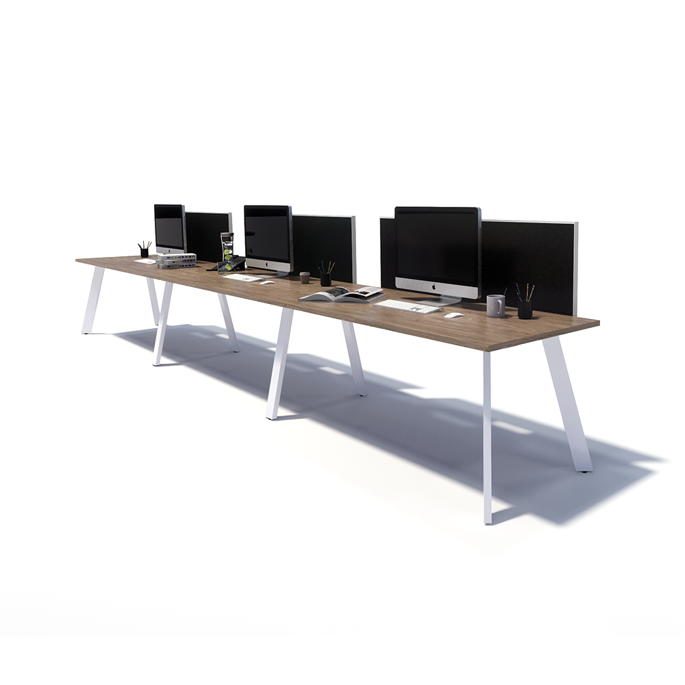 Gen X 3 Person Side by Side White Frame Workstation